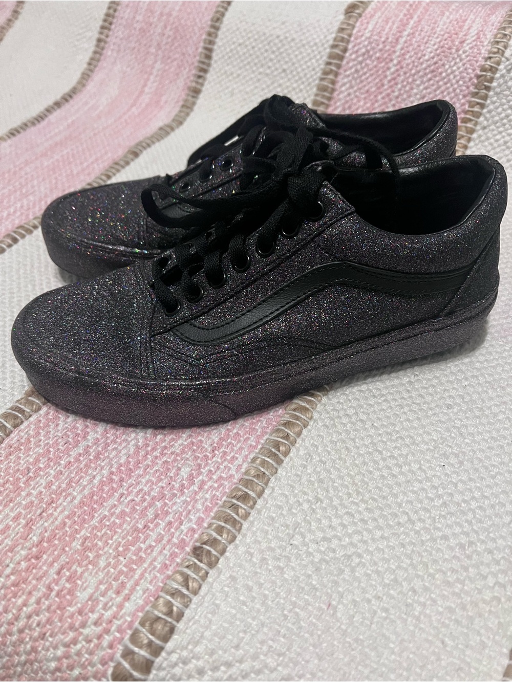 Vans Black Glitter Low-Top Sneakers